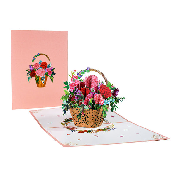 Cartes pop-up 3D pour bouquet de fleurs, cadeaux d'anniversaire, carte d'invitation pour maman, bouquet de fleurs, carte de vœux, carte de fête des mères, carte postale
