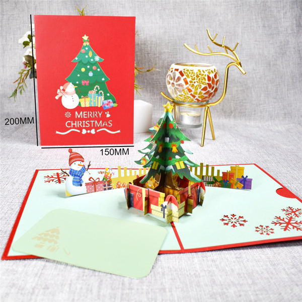 Cartes de Noël 3D Joyeux Noël Arbre de Noël Cadeau d'hiver Cartes pop-up Autocollants de décoration de Noël