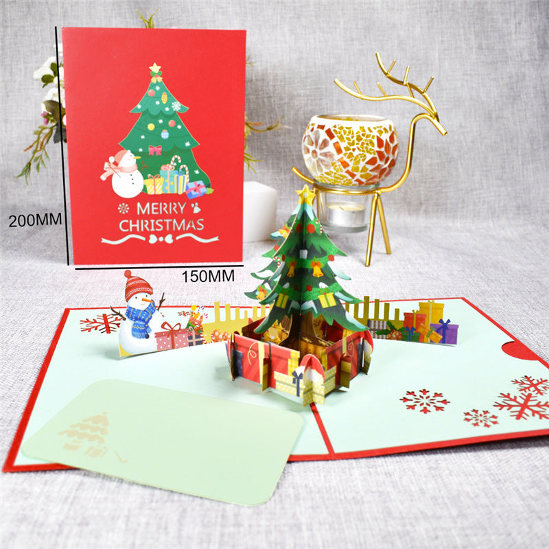 3D Merry Christmas Cards Christmas Tree Winter Gift Pop-Up Cards Christmas Decoration Stickers