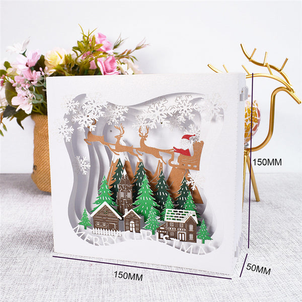 Cartes de Noël 3D Joyeux Noël Arbre de Noël Cadeau d'hiver Cartes pop-up Autocollants de décoration de Noël