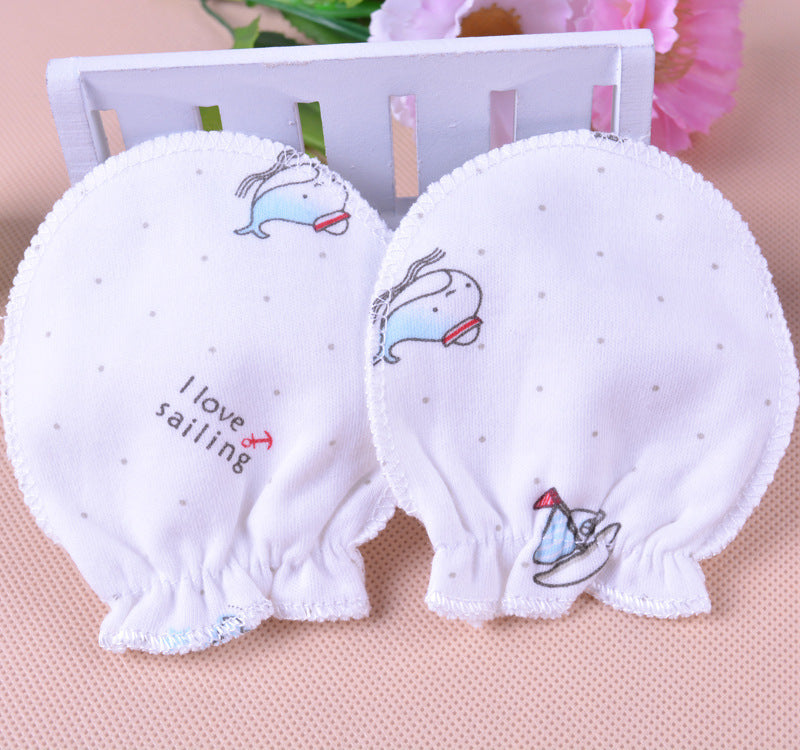 Cotton Baby Anti Scratch Printed Gloves