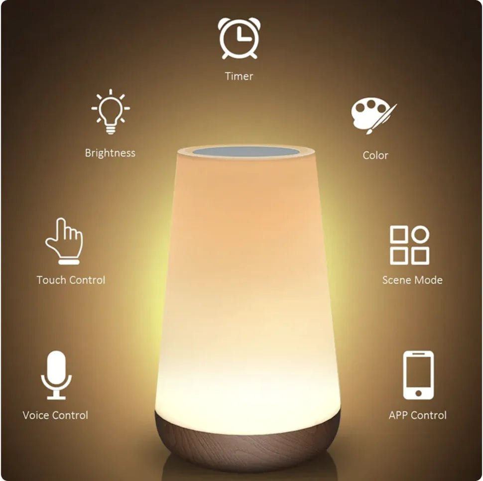 Graffiti Wood Grain Touch Night Lamp with 7-Color Ambient Light