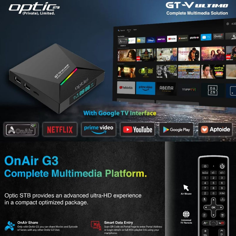 Optic STB GT-V Ultimo Android TV Box mit OnAir G3 