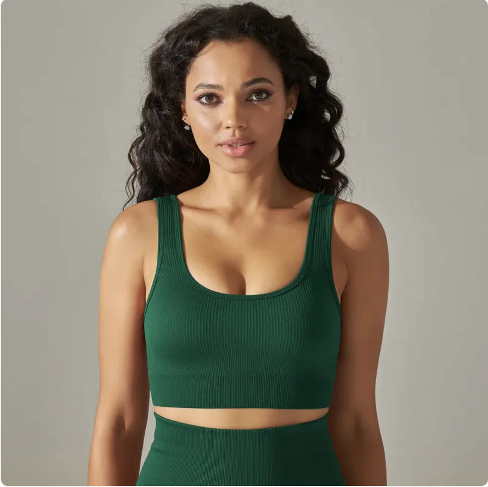 Seamless Knitted Sports Bra for Yoga & Fitness